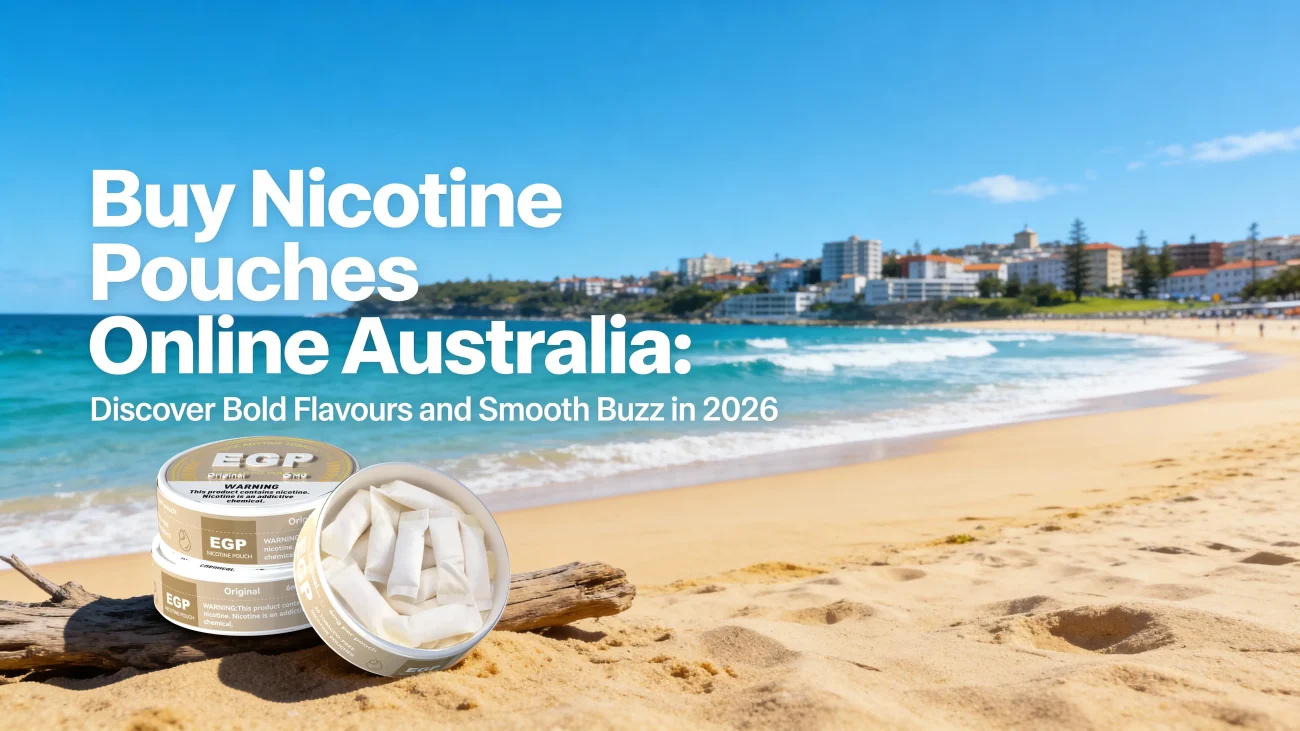 Cover of the buy nicotine pouches online Australia guide on a beach
