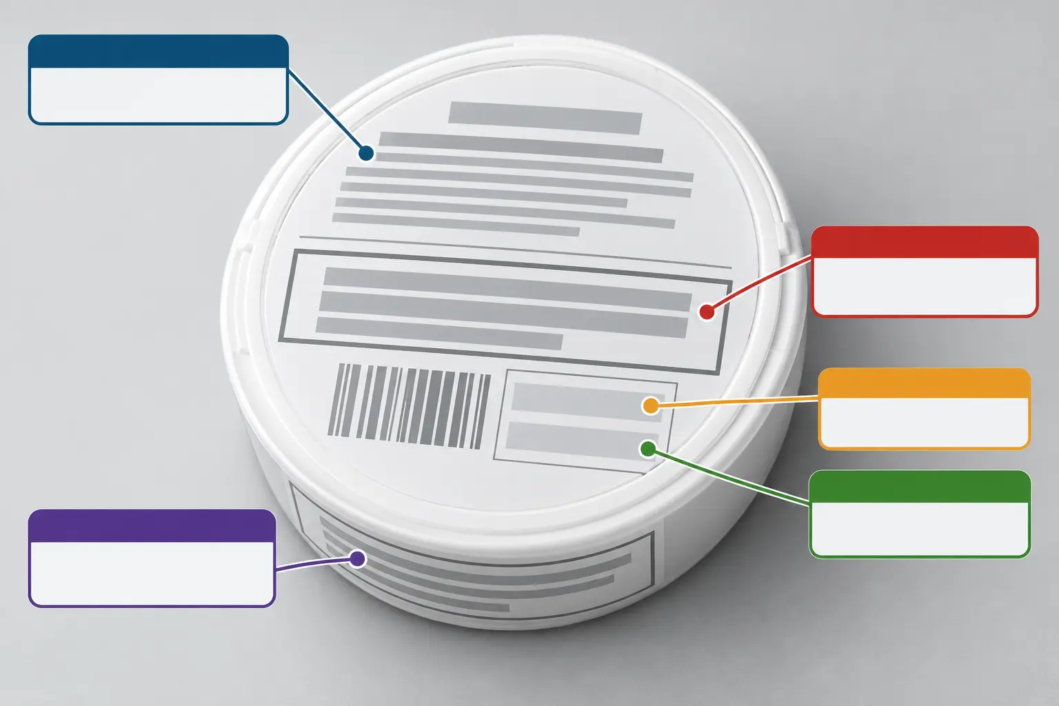 Ingredients Warnings and Packaging Details Diagram of common ingredient warning batch and date information areas on Nicopods packaging